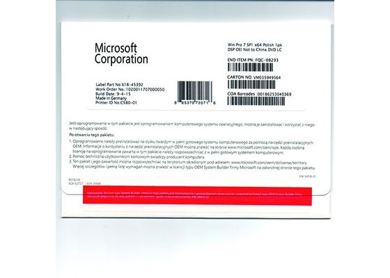 Trung Quốc Sản phẩm chính hãng của Windows 7 Sản phẩm chính 64Bit Phiên bản đầy đủ DVD nhà cung cấp
