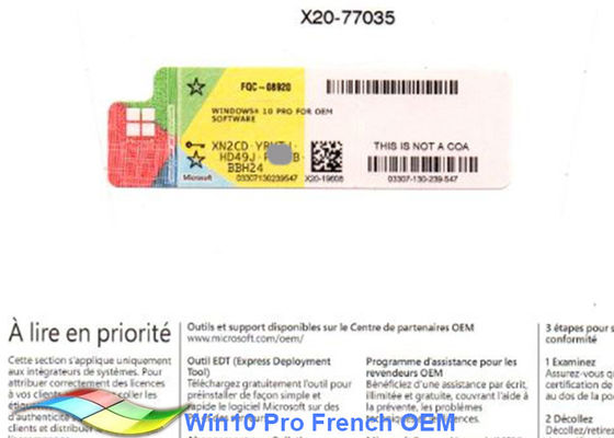 Trung Quốc Phiên bản tiếng Pháp Windows 10 Pro OEM Sticker Phần mềm 64BIT cho PC nhà cung cấp