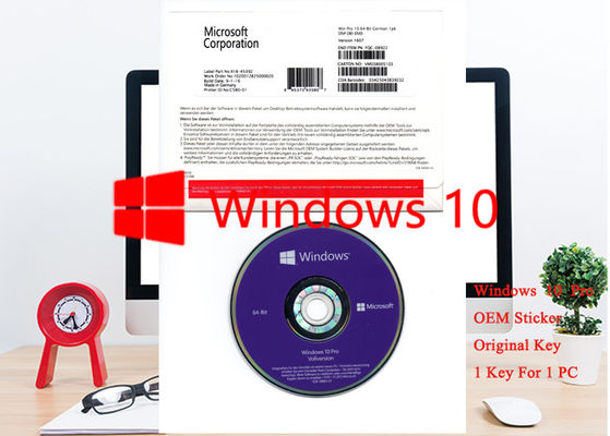 Trung Quốc OEM Đức Windows 10 Pro OEM Sticker 64bit 1pk Phần mềm DSP DVD chuyên nghiệp nhà cung cấp