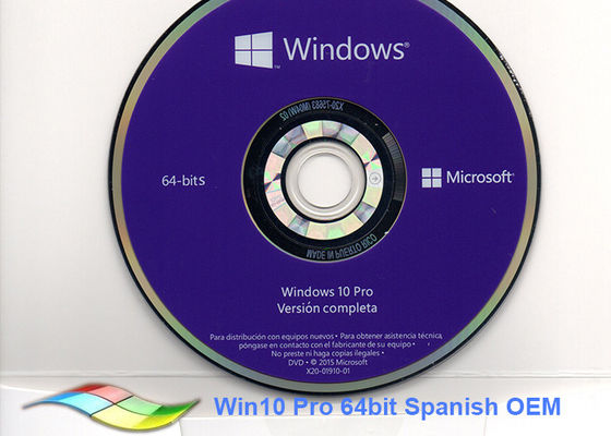 Trung Quốc Phiên bản Chính hãng Tiếng Tây Ban Nha Windows 10 Pro Sticker OEM Windows 10 64 Bit Dvd nhà cung cấp